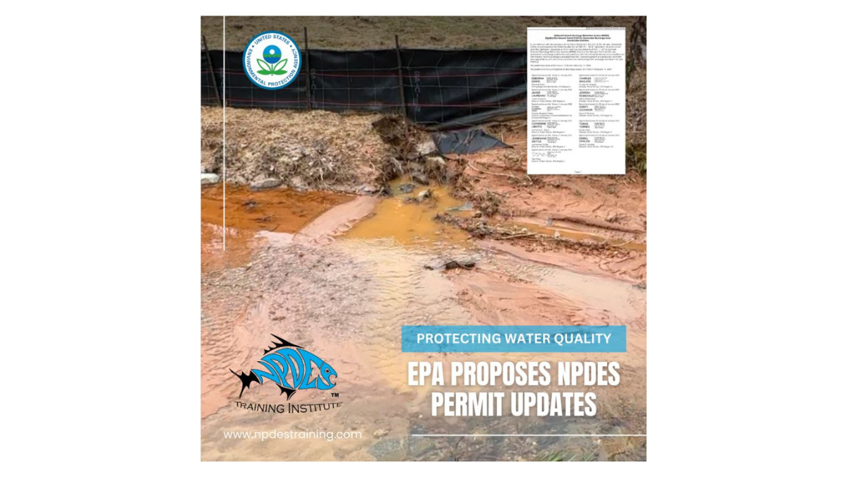 Eroded construction area with muddy stormwater runoff and protective fencing