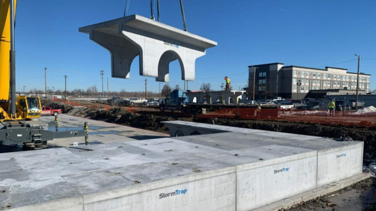 Precast stormwater system installed on construction site